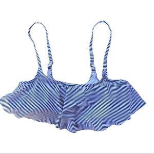 Xhilaration White & Blue Stripe Flounce Bikini Top Size Medium